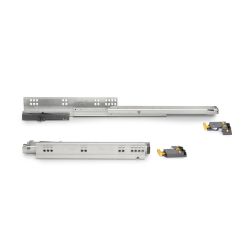 Set di guide per cassetti a scomparsa Silver, estrazione totale, push e aggancio, profondità 340mm, Acciaio, Zincato bianco