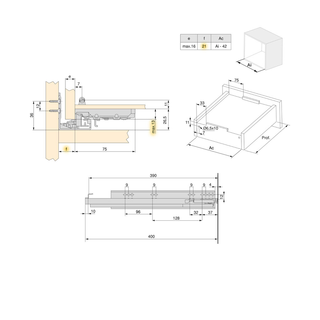 Guide per cassetti ad estrazione totale, chiusura soft, in acciaio, zincato bianco da 390mm 3 Guide per cassetti ad estrazione totale, chiusura soft, in acciaio, zincato bianco da 390mm - immagine 3