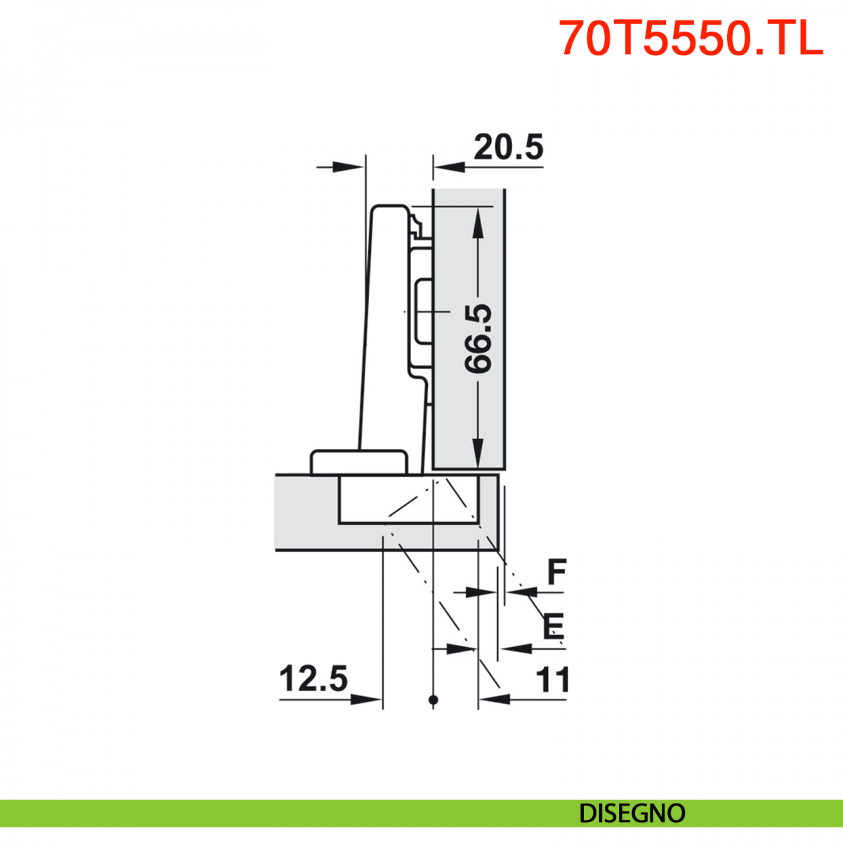 Cerniera Blumotion 120° con chiusura senza molla serie (70T5550.TL) 3 Cerniera Blumotion 120° con chiusura senza molla serie (70T5550.TL) - immagine 3